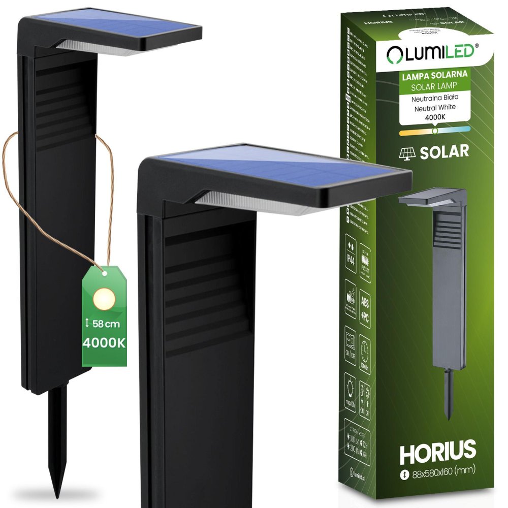 Solárne záhradné pólové LED svetlo 4000K IP44 Lumiled HORIUS | záhrada