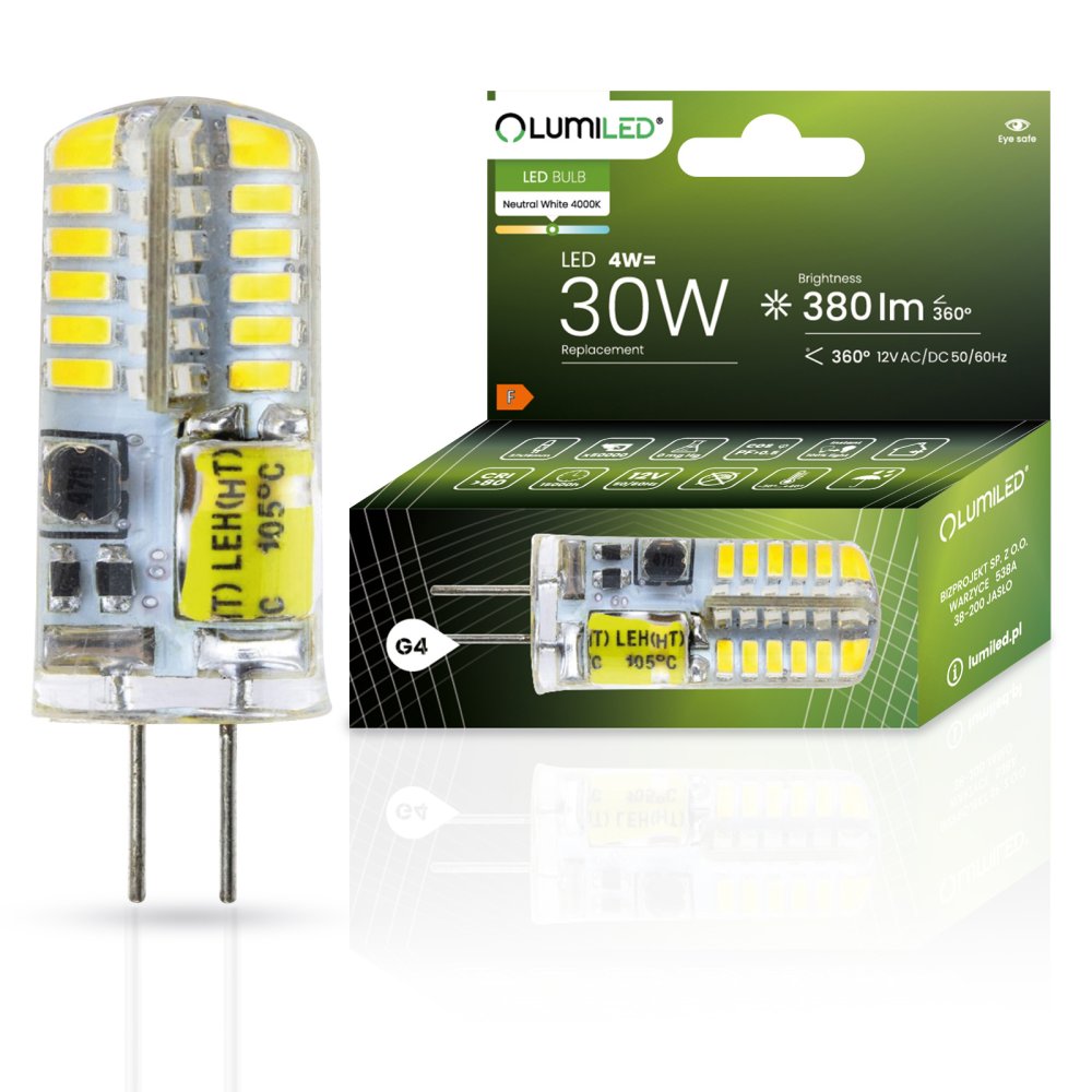LED žiarovka G4 kapsula 4W = 30W 380lm 4000K Neutrálna 360° LUMILED