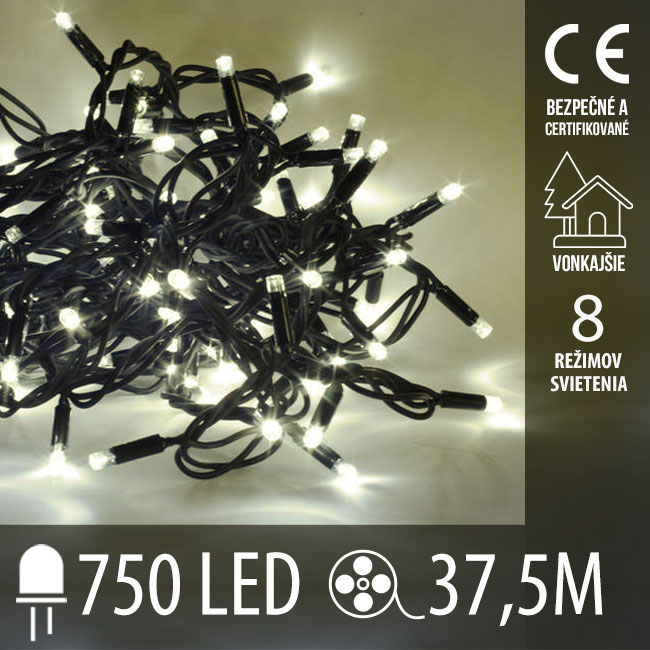 Vianočná led svetelná reťaz vonkajšia - programátor - 750led - 37,5m teplá biela