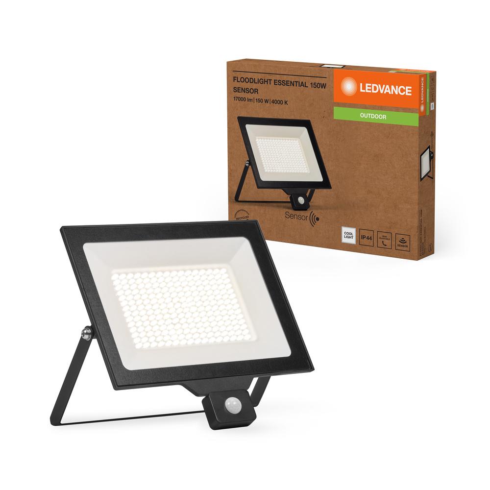 LED reflektor Halogénové vonkajšie reflektory so senzorom pohybu 150W 15000lm 4000K Cold Surface Black IP44 Floodlight Ledvance