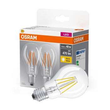 2x LED žiarovka A60 E27 4W = 40W 470lm 2700K Warm 300° BASE Osram