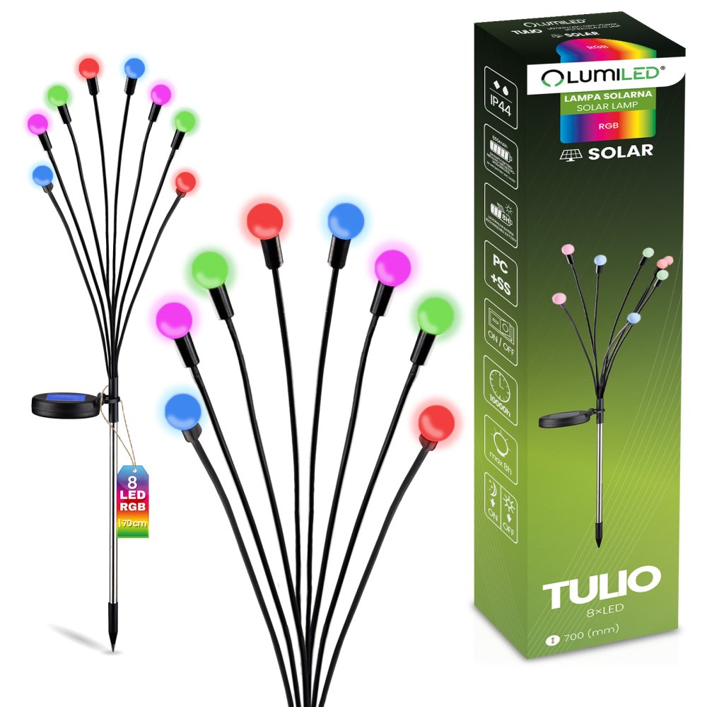 Solárna záhradná lampa LED TULIO RGB LUMILED