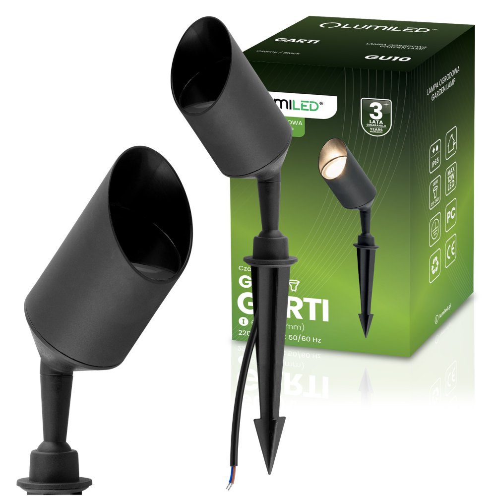 E-shop Záhradná vonkajšia lampa LED GU10 reflektor zapichovacia IP65 GARTI kábel LUMILED
