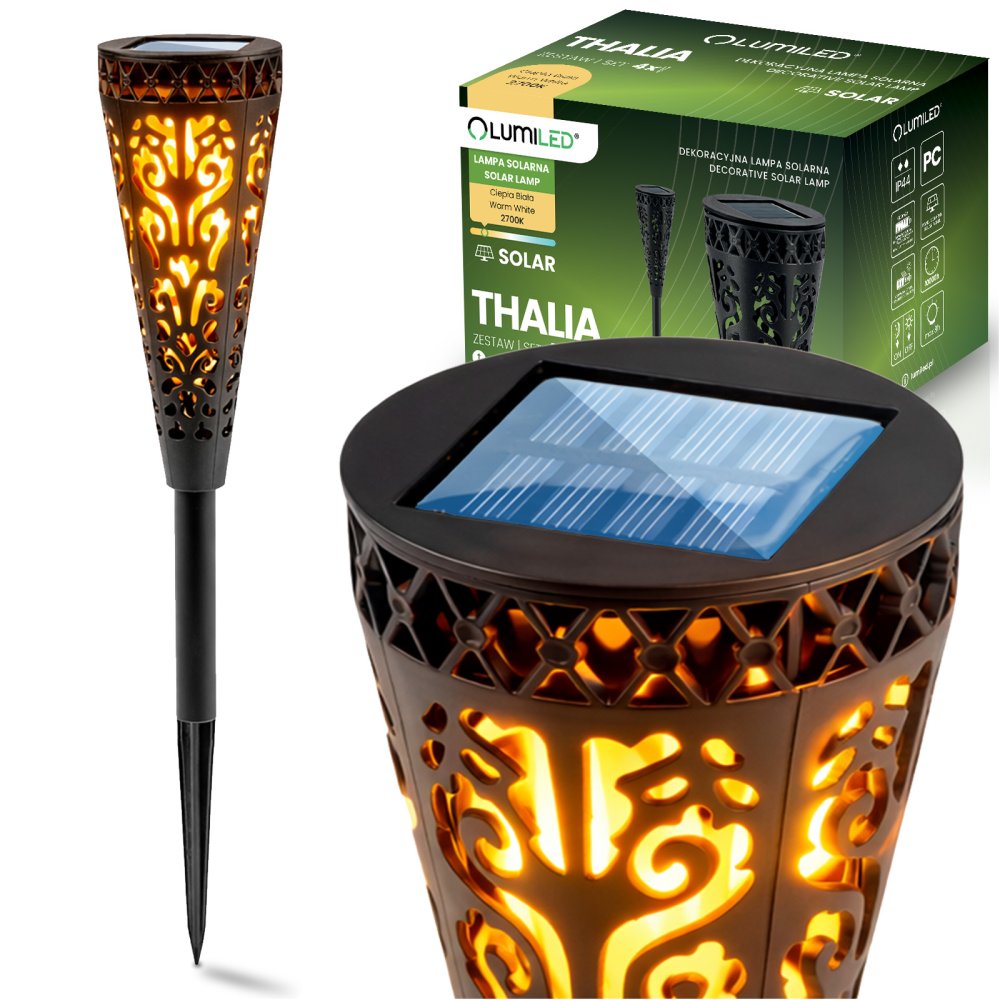 E-shop Solárna záhradná lampa LED 2700K IP44 zapichovacia vonkajšia lampka čierna THALIA LUMILED