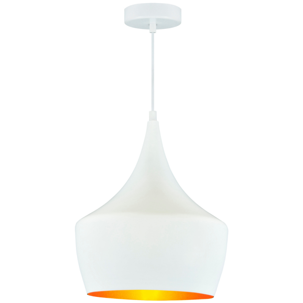 E-shop Závesná stropná lampa dekoratívna E27 biela zlatá moderná Sanico Goldlux