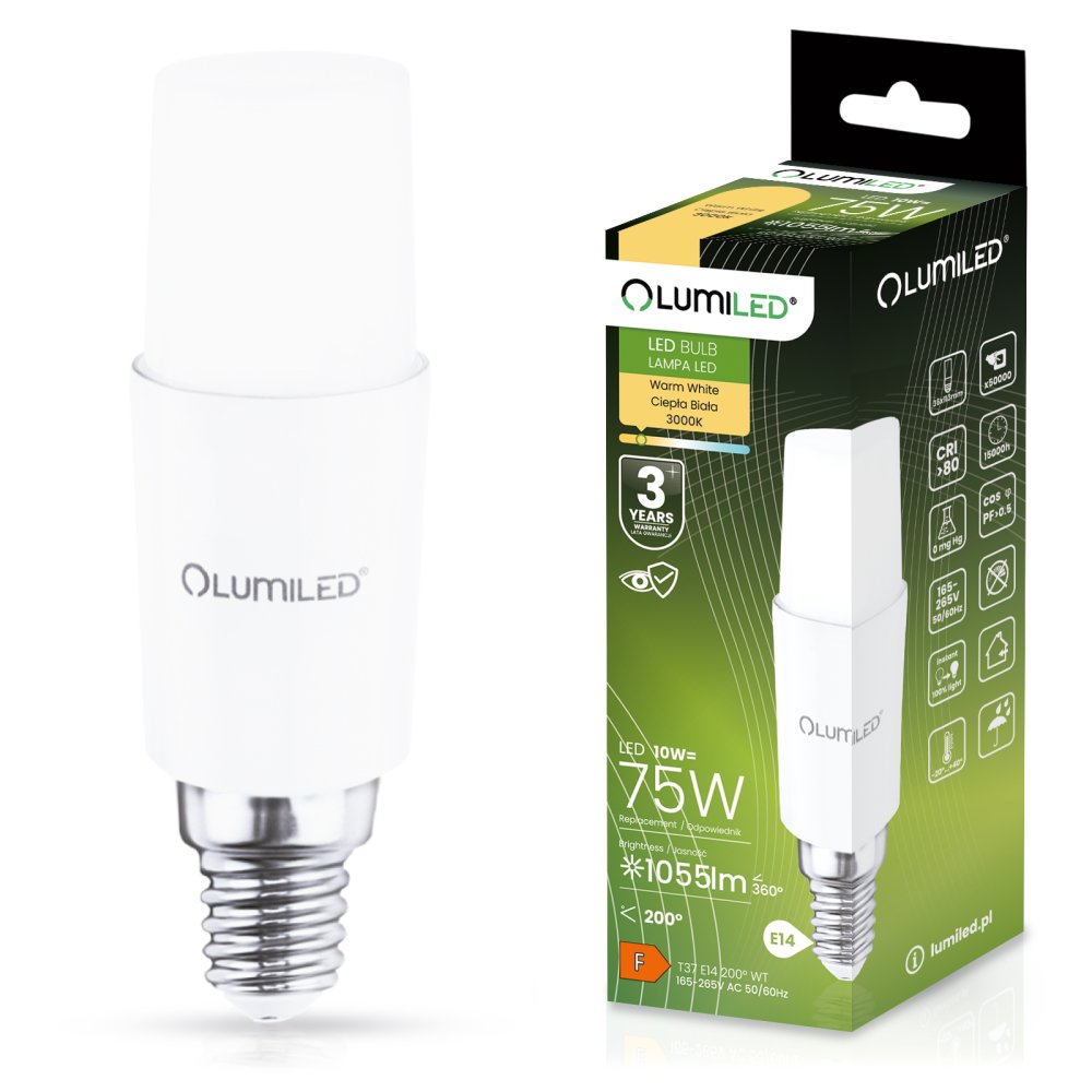 E-shop LED žiarovka E14 10W = 75W 1055lm 3000K Warm Stick LUMILED