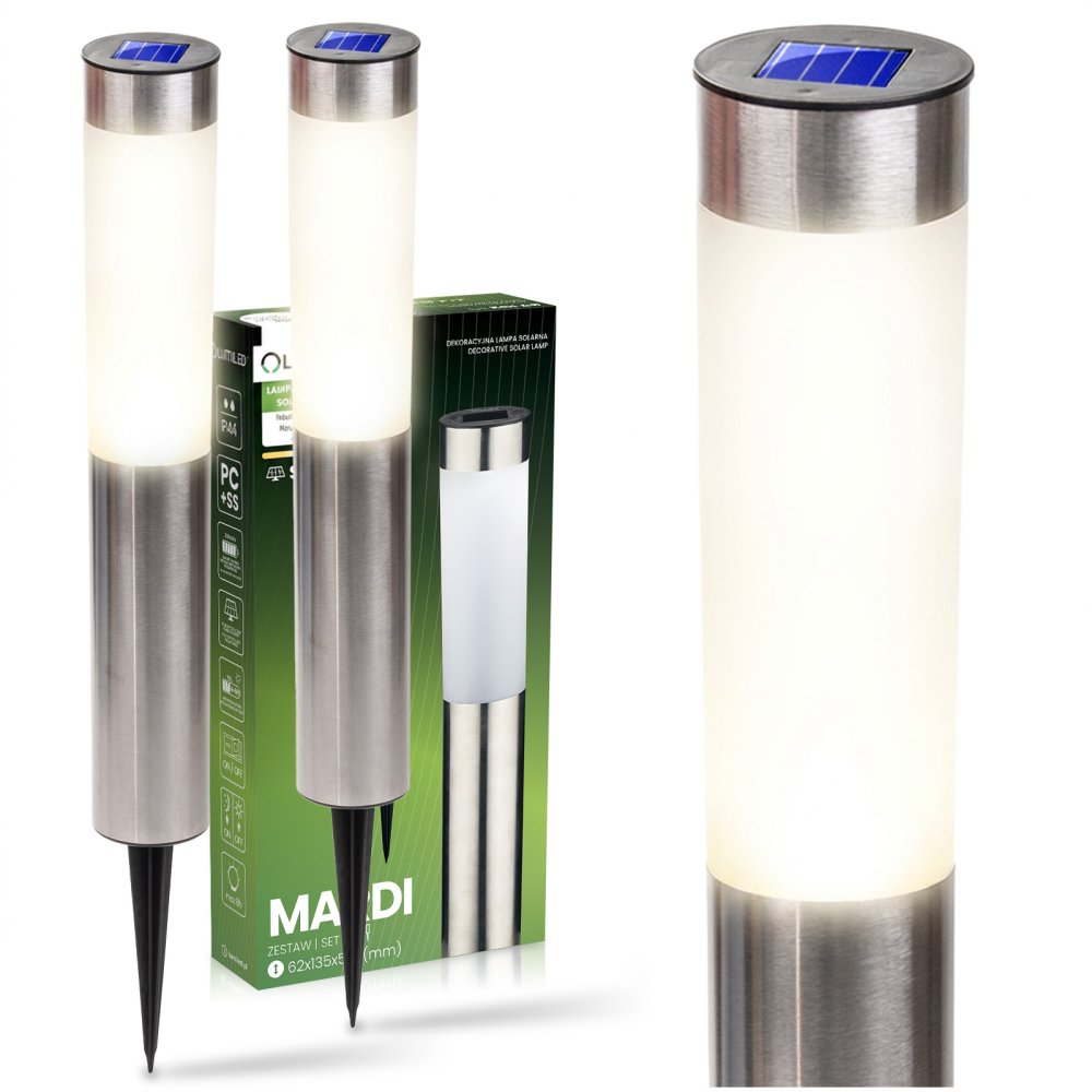 3x Solárna zapichovacia záhradná lampa LED 4000K IP44 vonkajšia stĺpik MARDI LUMILED