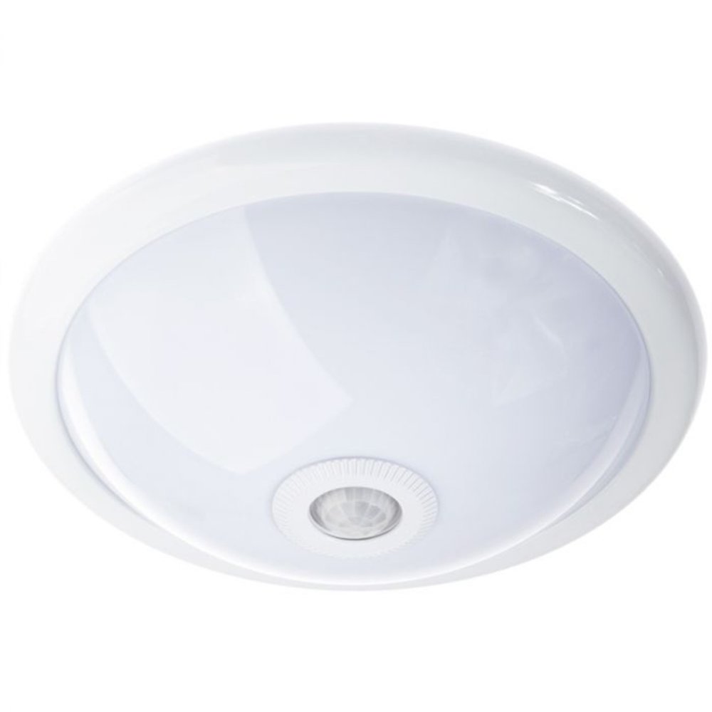 LED stropné svietidlo REGIS 2x E27 IP44 s pohybovým a súmrakovým senzorom biele okrúhle 30cm LUMILED