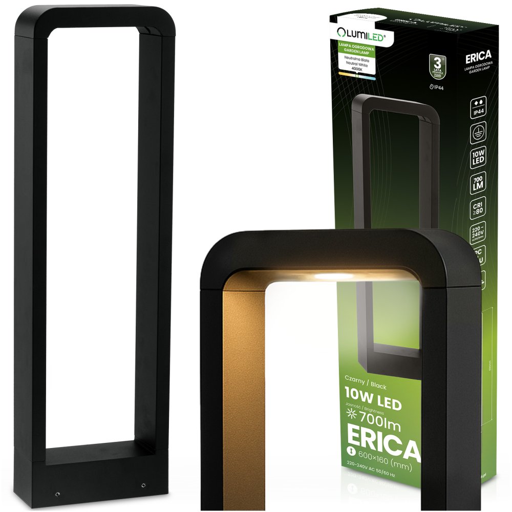 Vonkajšia stĺpiková lampa LED 10W ERICA 60cm Lumiled