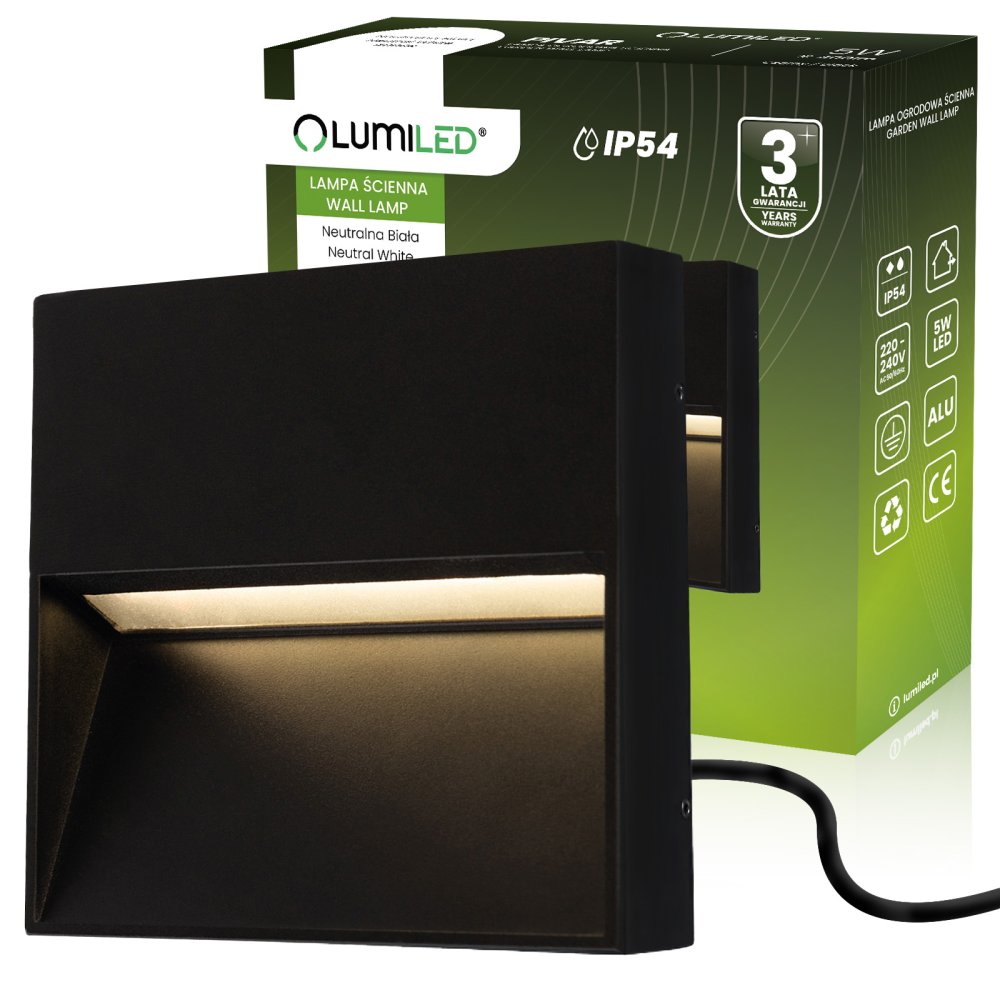 E-shop Vonkajšia záhradná nástenná lampa 5W LED IP54 PIVAR LUMILED