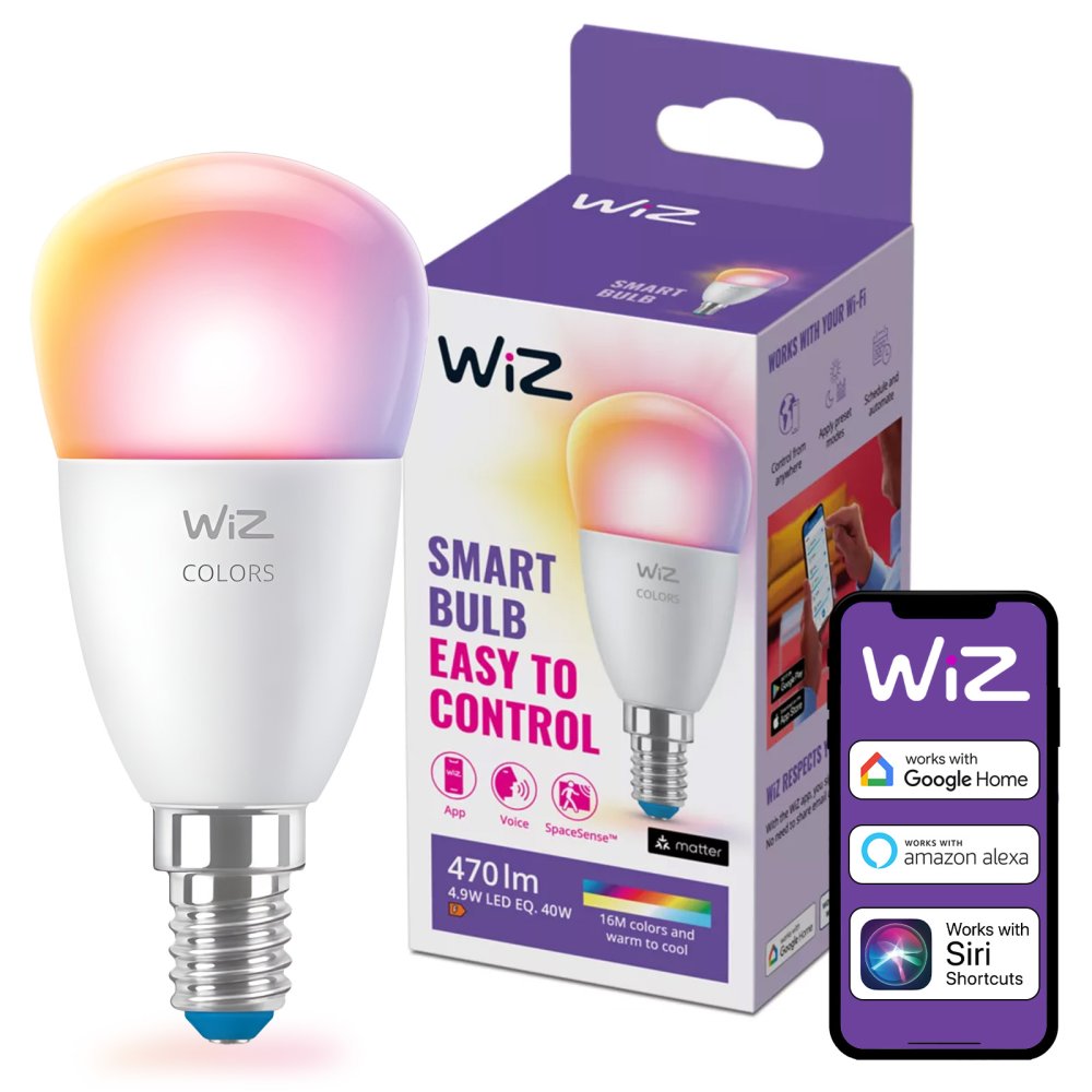 LED žiarovka E14 Ball P45 4,9W = 40W 470lm 2200-6500K RGB + TW Smart SMART WiFi Bluetooth App WiZ
