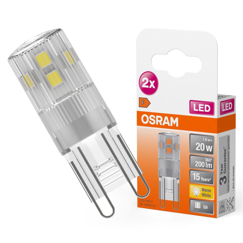 2x LED žiarovka G9 1,9W = 20W 200lm 2700K Warm 300° LED PIN Osram