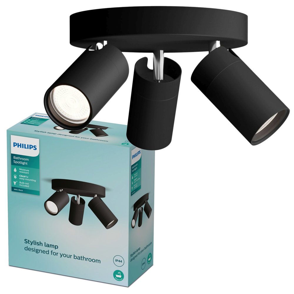 Reflektorové stropné svietidlo 3x GU10 IP44 čierne Kosipo Philips