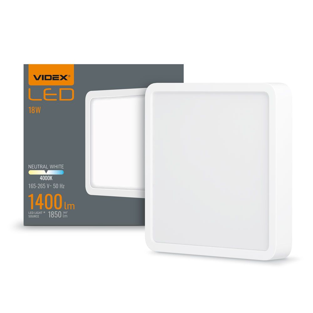 LED panel pre povrchovú montáž Plafond 18W 1850lm 4000K neutrálna biela Videx