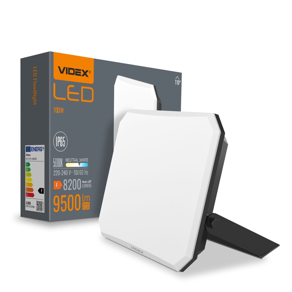 LED reflektor 100W 9500lm 5000K studená čierna s mliečnym odtieňom Videx