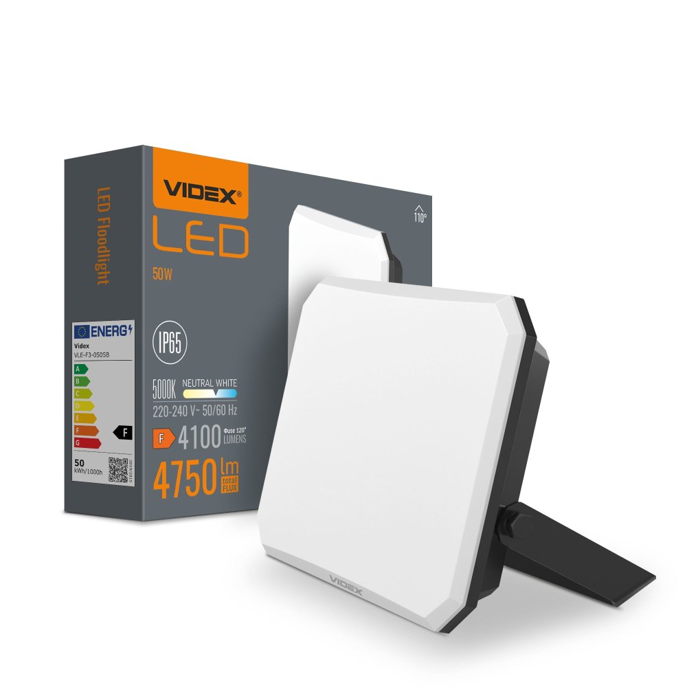 LED reflektor 50W 4750lm 5000K studená čierna s mliečnym odtieňom Videx