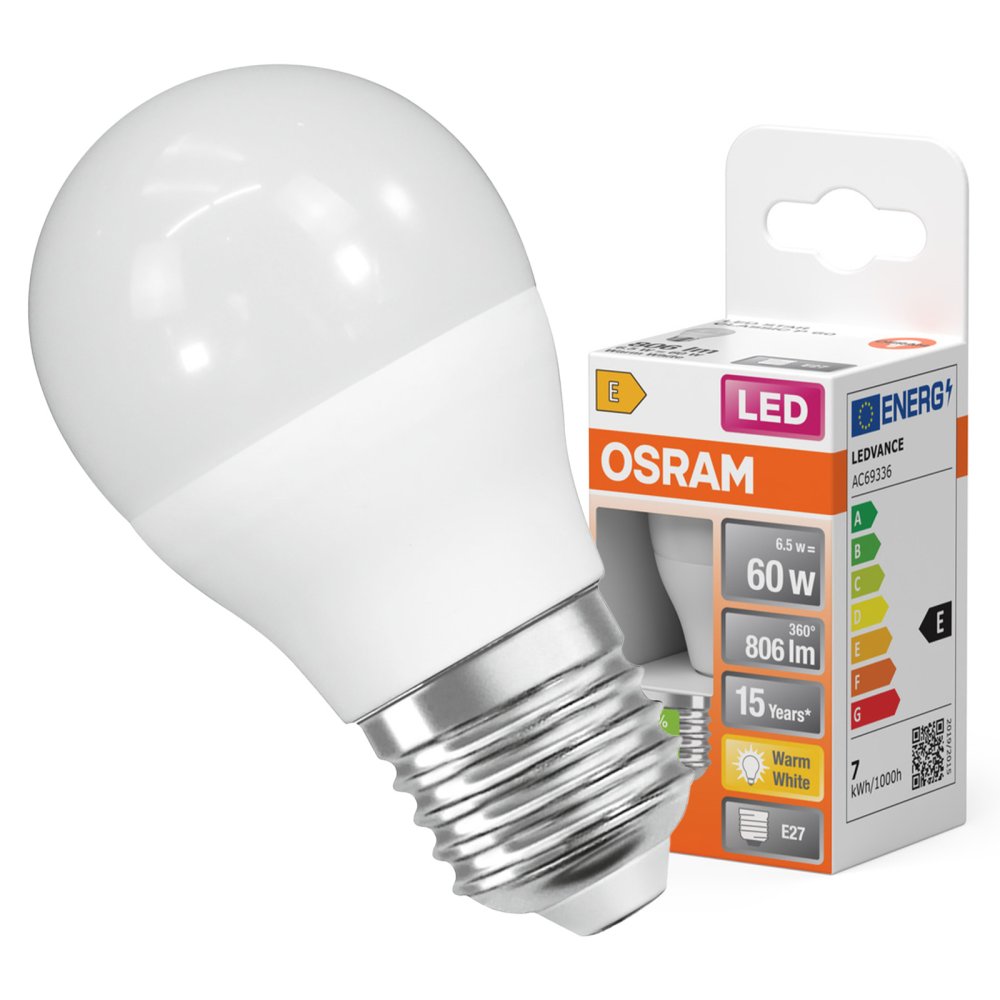 LED žiarovka P45 Ball E27 6,5W = 60W 806lm 2700K Warm 150° STAR CLASSIC Osram