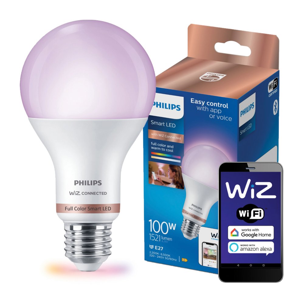 LED žiarovka E27 A60 12,5W = 100W 1521lm 2200-6500K RGB + TW Smart SMART WiFi Bluetooth App WiZ Philips