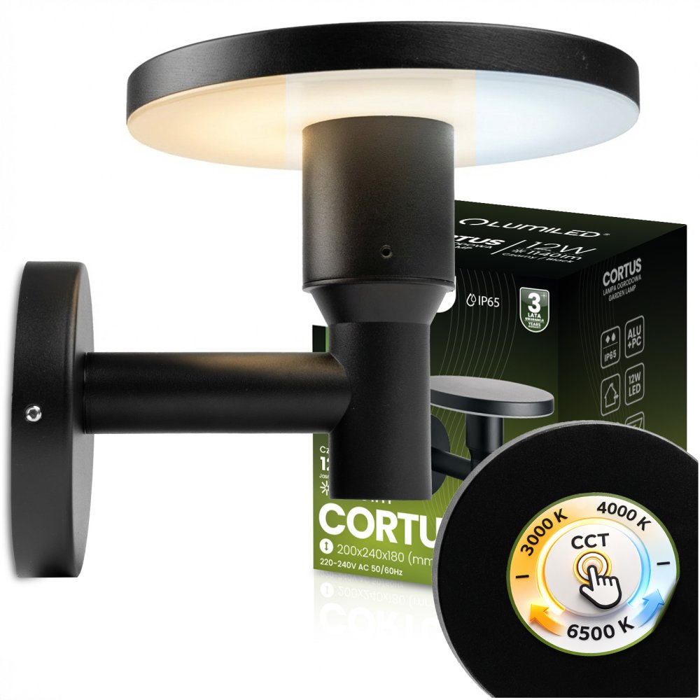 E-shop Vonkajšie nástenné svietidlo CCT LED 12W 3000-6500K IP65 CORTUS LUMILED