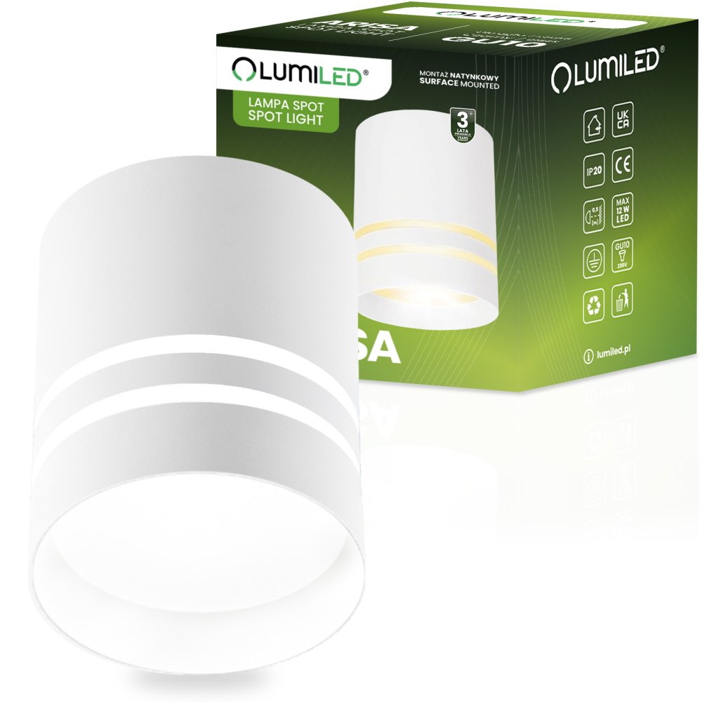 E-shop Nástenné svietidlo halogénové spot tuba ARISA GU10 okrúhle biela 80mm LUMILED