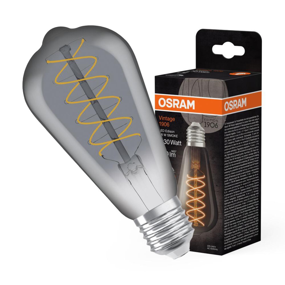 Dekoratívna LED žiarovka ST64 Edison E27 7,8W = 30W 360lm 1800K teplé 320° dymové vlákno stmievateľné Vintage 1906 Osram