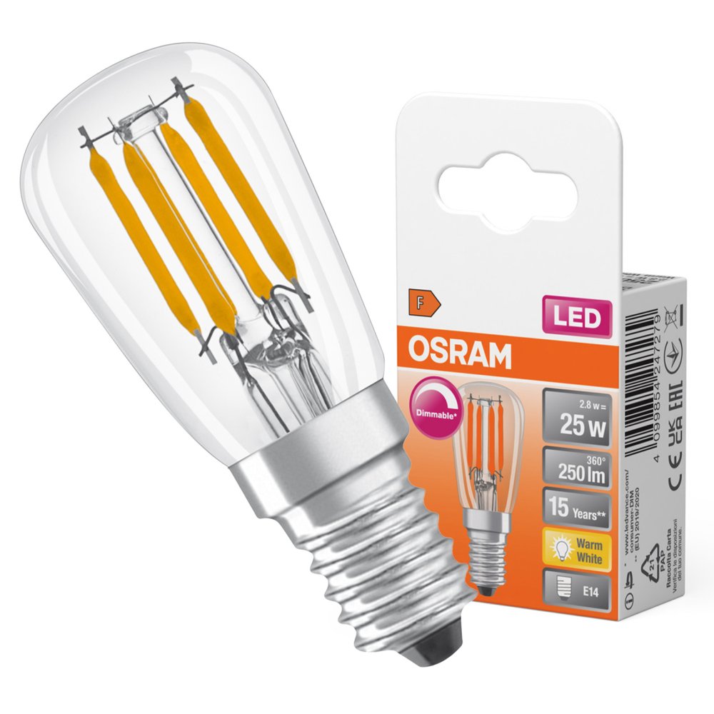 LED žiarovka T26 Tubular E14 2,8W = 25W 250lm 2700K Warm 300° Dimmable SPECIAL Osram