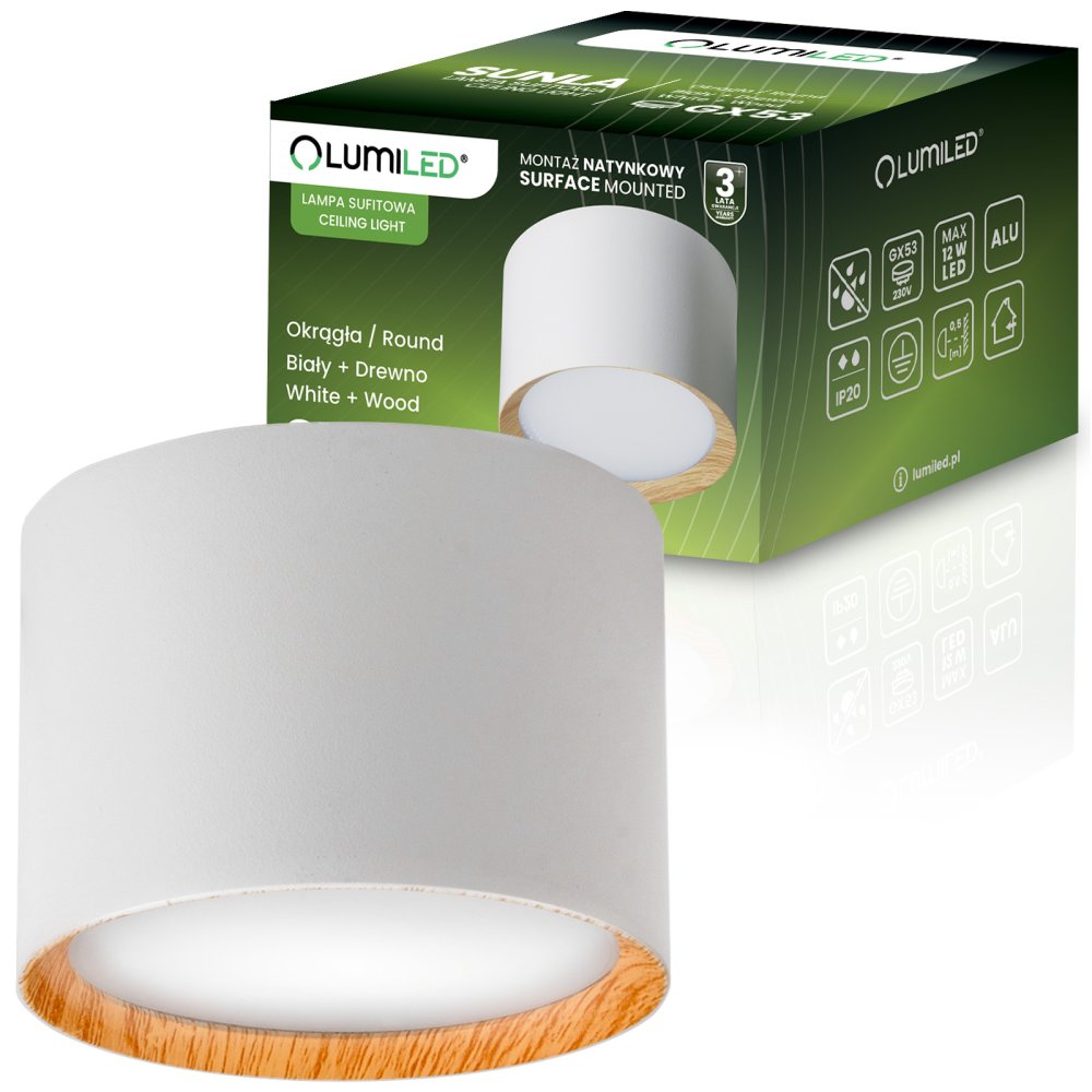 E-shop Halogénové prisadené svietidlo tuba GX53 spot nástenné stropné valec SUNLA biela LUMILED