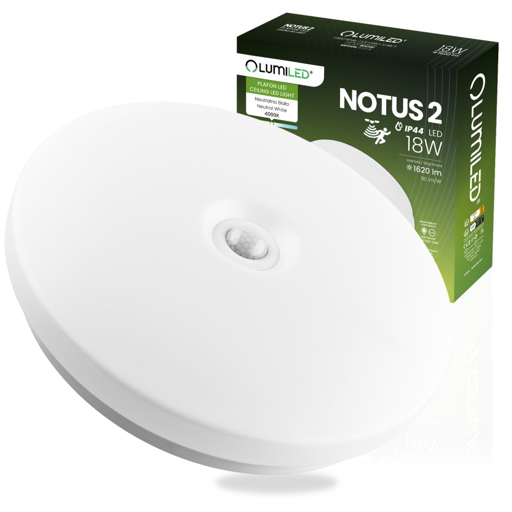 E-shop LED plafón na povrch 18W NOTUS 2 Round Motion Sensor IP44 33 cm LUMILED